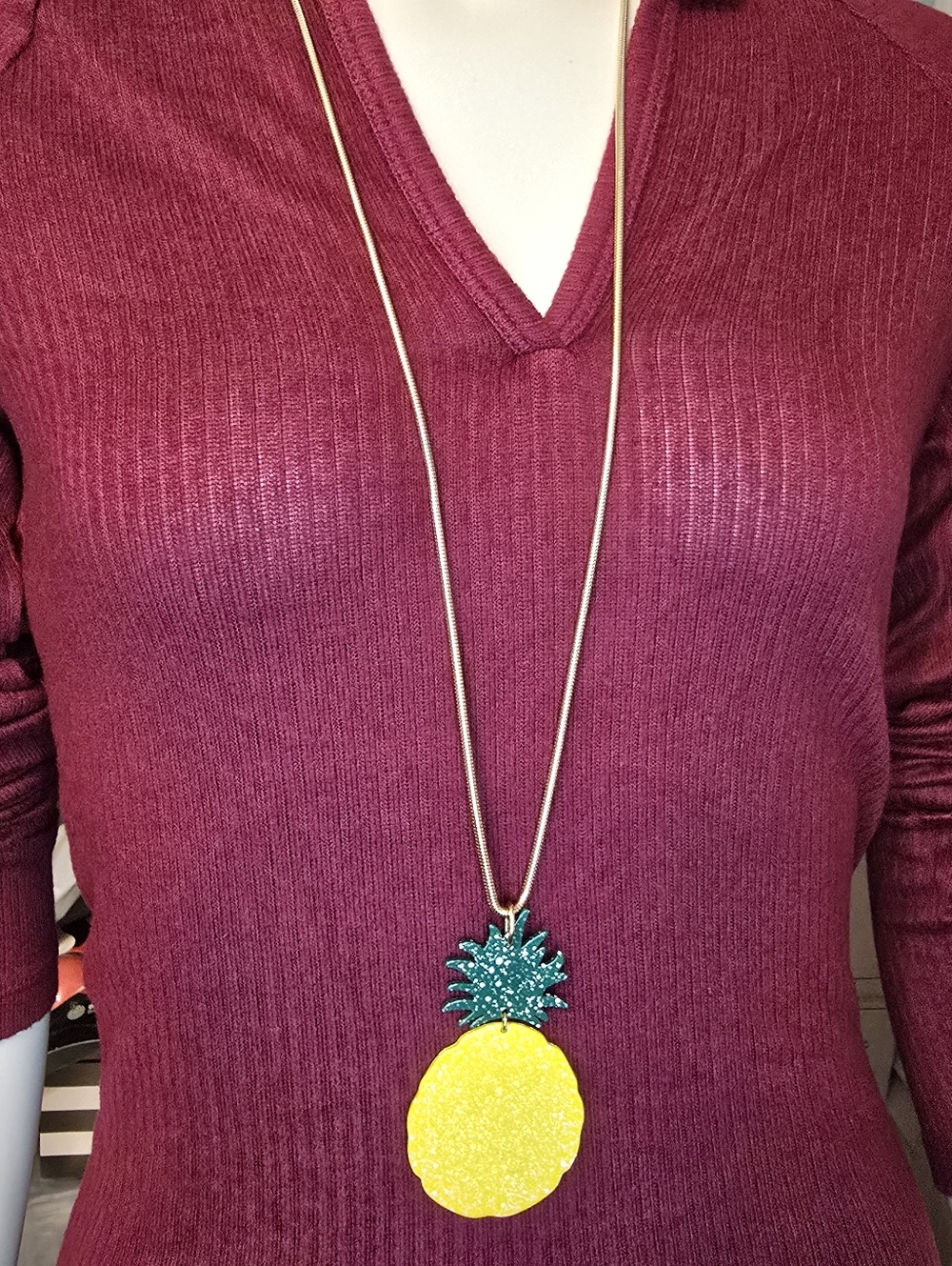 Alfani Gold-Tone Colored Pineapple Long Pendant Necklace, 34 + 2 Extender